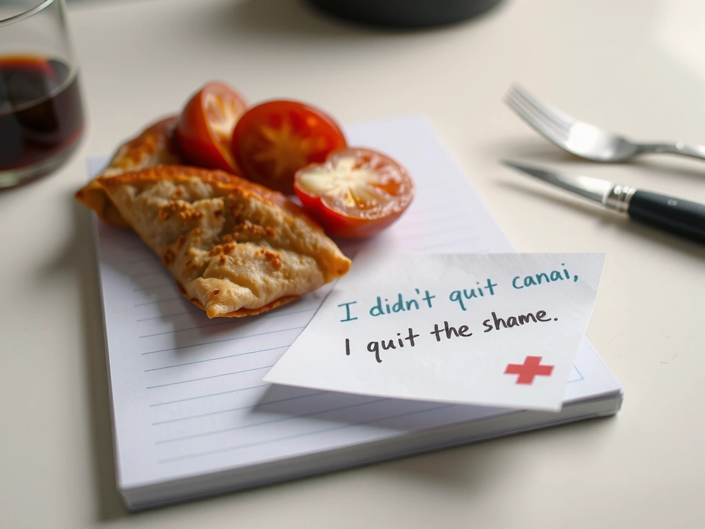 Client handwritten note about quitting shame